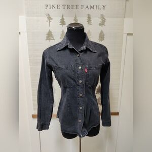 Levi's Vintage Faded Black Denim Western Shirt - Small - 100% Cotton